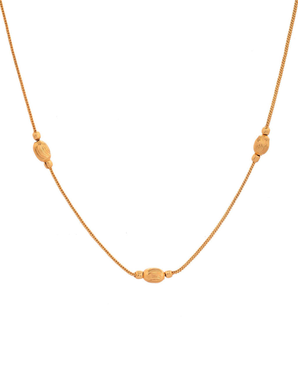 Jewels Nest Designer Oval Bead Chain in Gold Finish | Grocsy