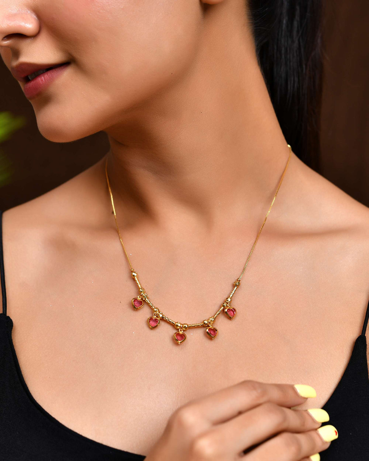 Jewels Nest Love-Inspired Gold Chain with Dainty Heart Drops | Grocsy