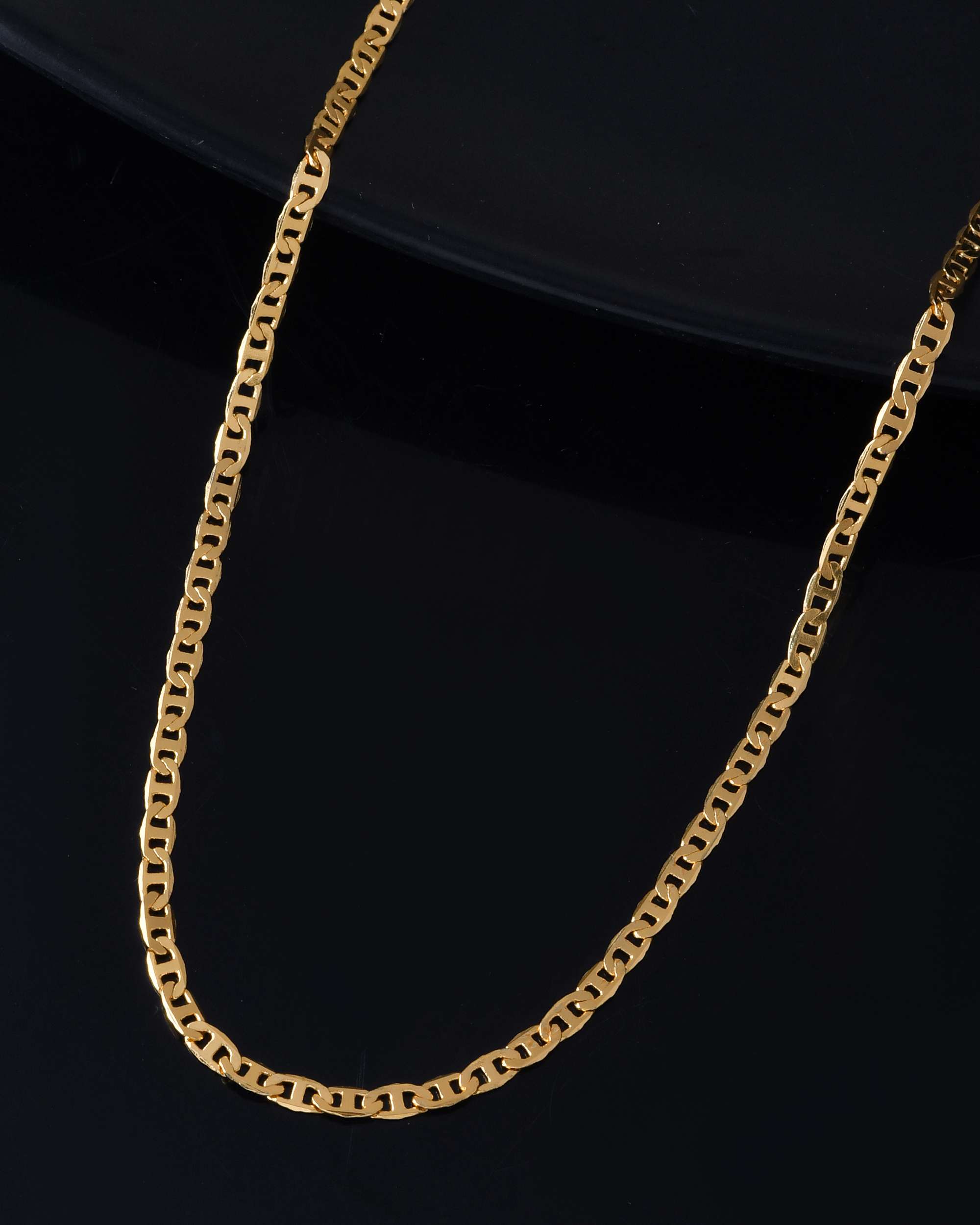Jewels Nest Classic Glossy Gold-Tone Flat Chain for Men & Women | Grocsy
