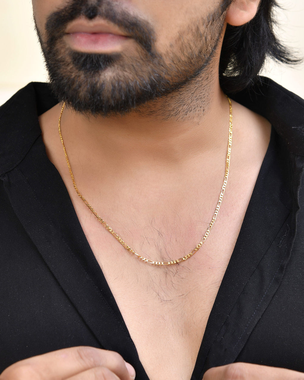 Jewels Nest Men’s Gold-Polished Stainless Steel Figaro Chain | Grocsy