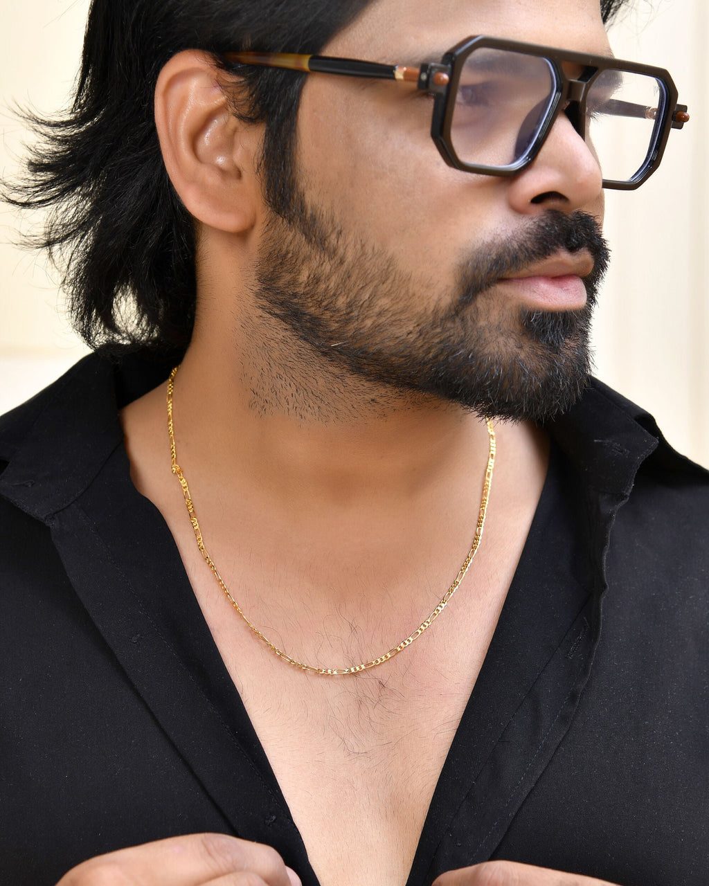 Jewels Nest Men’s Gold-Polished Stainless Steel Figaro Chain | Grocsy