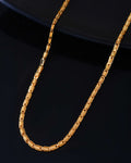 Jewels Nest Textured Barrel-Style Gold Chain Necklace – Luxurious Daily Wear | Grocsy