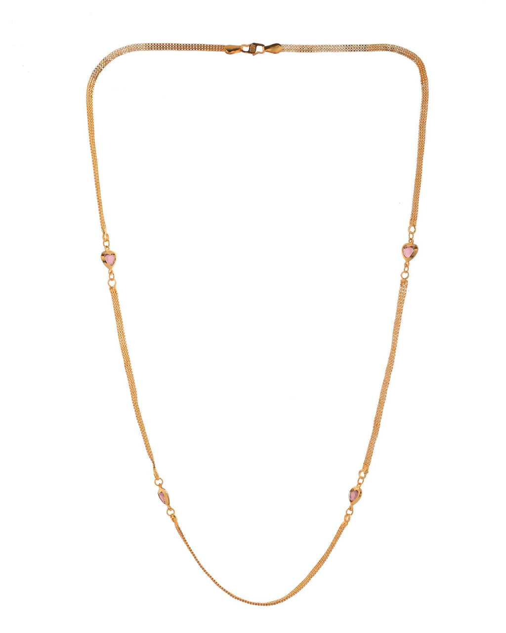 Jewels Nest Gold Plated Chain with Purple Heart Charms – Romantic Design | Grocsy