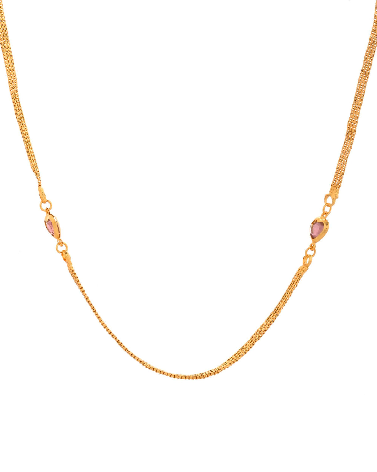 Jewels Nest Gold Plated Chain with Purple Heart Charms – Romantic Design | Grocsy