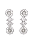 Jewels Nest Silver-Plated Pearl & American Diamond Floral Necklace Set