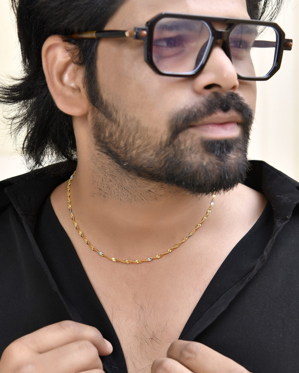 Jewels Nest Elegant Gold-Polished Twisted Brass Chains with Sparkling Silver Accents | Grocsy
