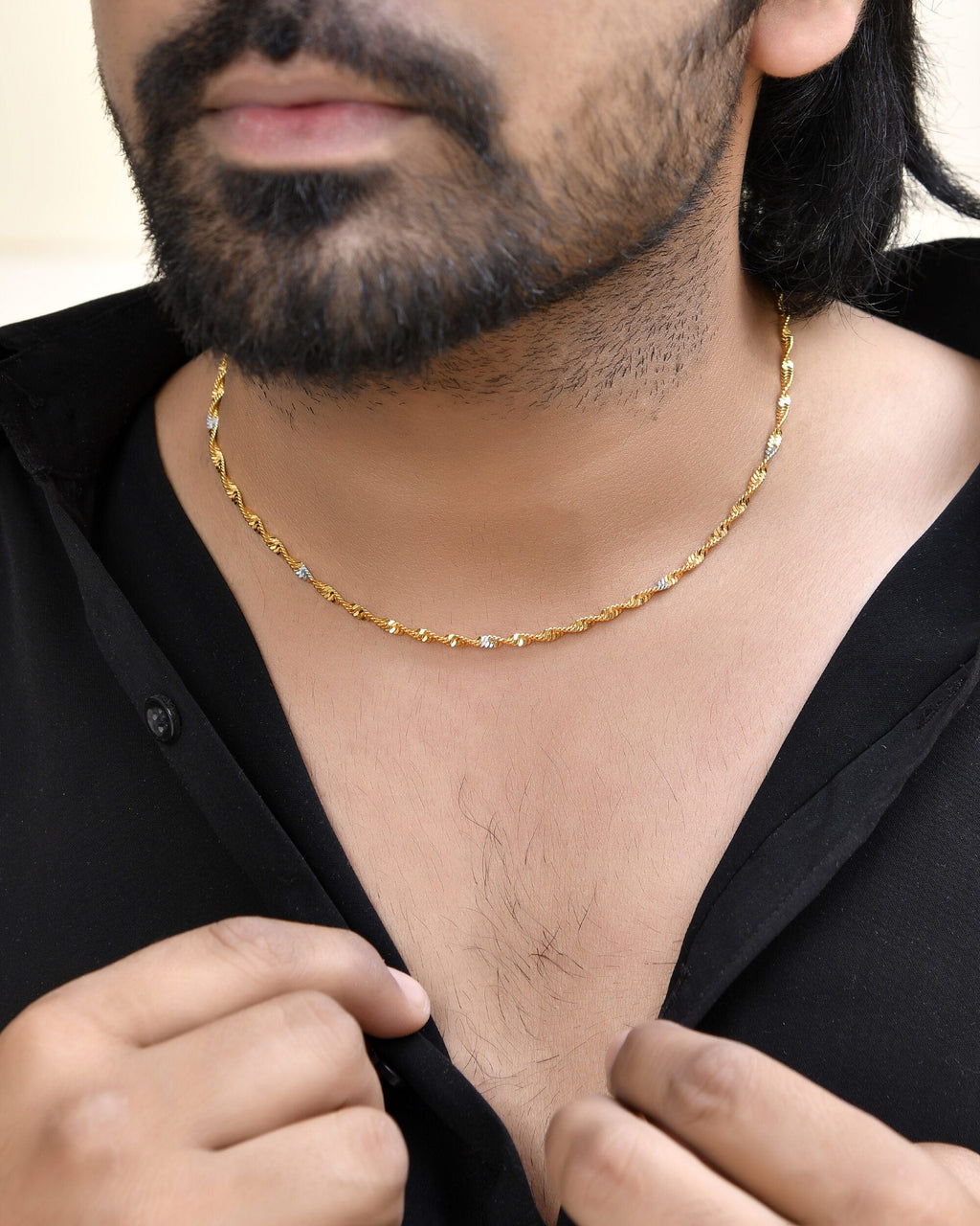Jewels Nest Elegant Gold-Polished Twisted Brass Chains with Sparkling Silver Accents | Grocsy