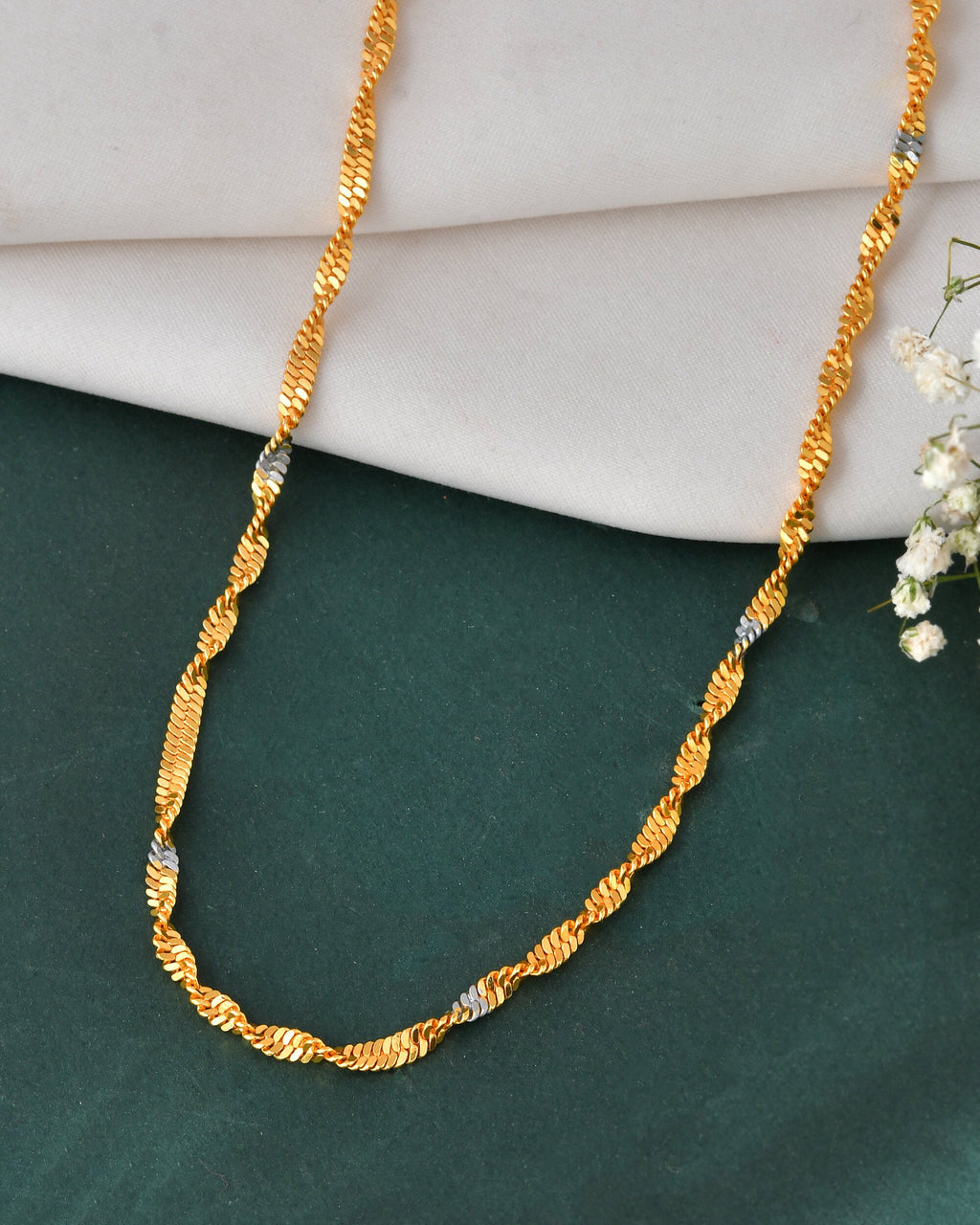 Jewels Nest Elegant Gold-Polished Twisted Brass Chains with Sparkling Silver Accents | Grocsy