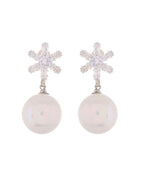 Jewels Nest White Opal Look Beaded Dangler Earrings with Diamond Studs | Grocsy