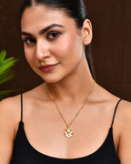 Jewels Nest Traditional Gold-Tone Pendant Chain with Ruby Accents | Grocsy