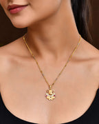 Jewels Nest Traditional Gold-Tone Pendant Chain with Ruby Accents | Grocsy