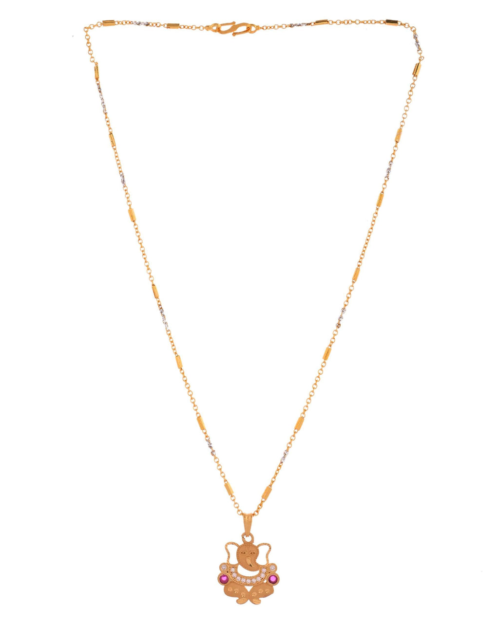 Jewels Nest Traditional Gold-Tone Pendant Chain with Ruby Accents | Grocsy