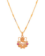 Jewels Nest Traditional Gold-Tone Pendant Chain with Ruby Accents | Grocsy