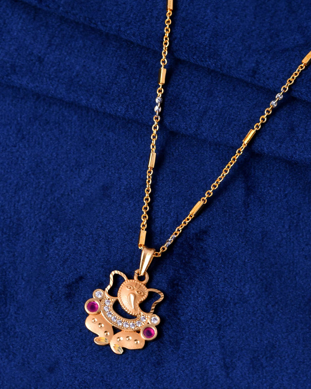 Jewels Nest Traditional Gold-Tone Pendant Chain with Ruby Accents | Grocsy