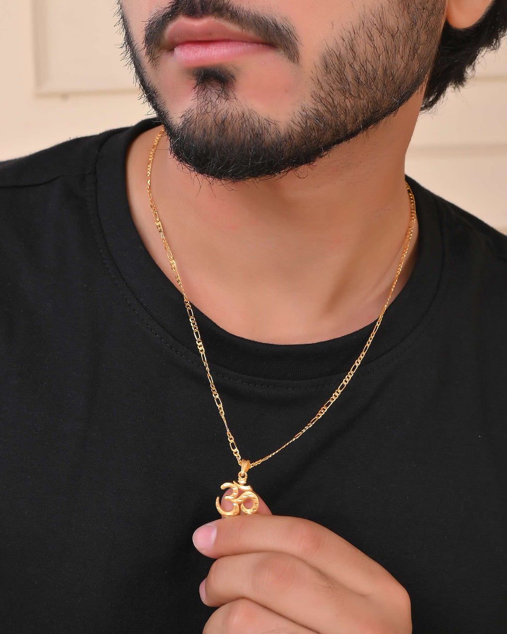 Jewels Nest Gold-Toned Om Pendant Chain for Men & Women | Devotional Lord Shiva Jewelry | Grocsy