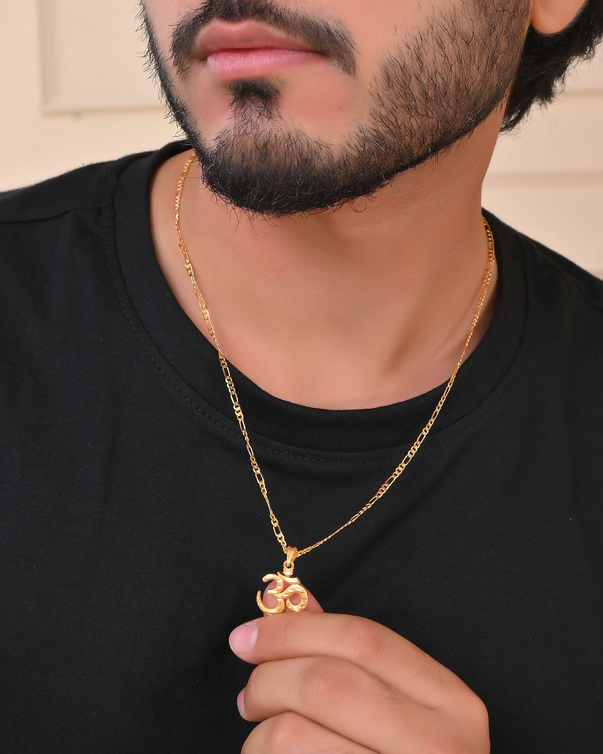 Jewels Nest Gold-Toned Om Pendant Chain for Men & Women | Devotional Lord Shiva Jewelry | Grocsy