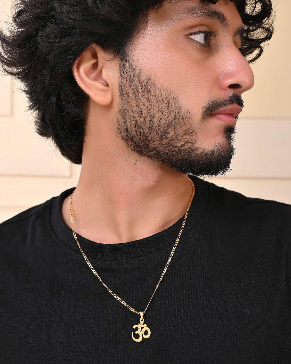 Jewels Nest Gold-Toned Om Pendant Chain for Men & Women | Devotional Lord Shiva Jewelry | Grocsy