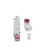 Jewels Nest Ruby Pink Diamond-Style Necklace Set With Matching Drop Earrings | Grocsy
