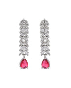 Jewels Nest Ruby Pink Diamond-Style Necklace Set With Matching Drop Earrings | Grocsy