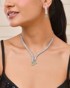 Jewels Nest Mint Green Diamond-Style Necklace Set With Drop Earrings | Grocsy