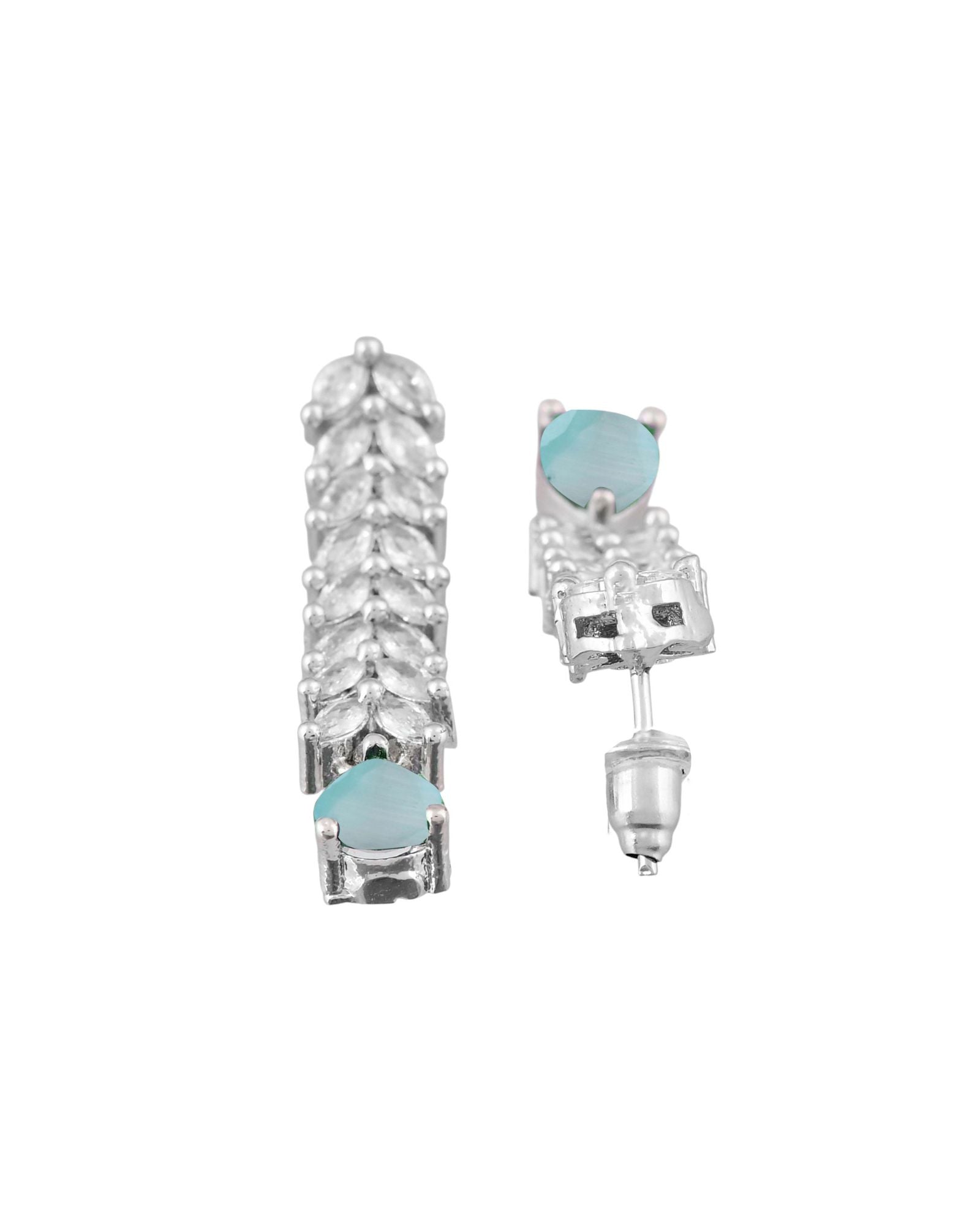 Jewels Nest Mint Green Diamond-Style Necklace Set With Drop Earrings | Grocsy
