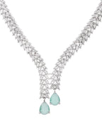 Jewels Nest Mint Green Diamond-Style Necklace Set With Drop Earrings | Grocsy