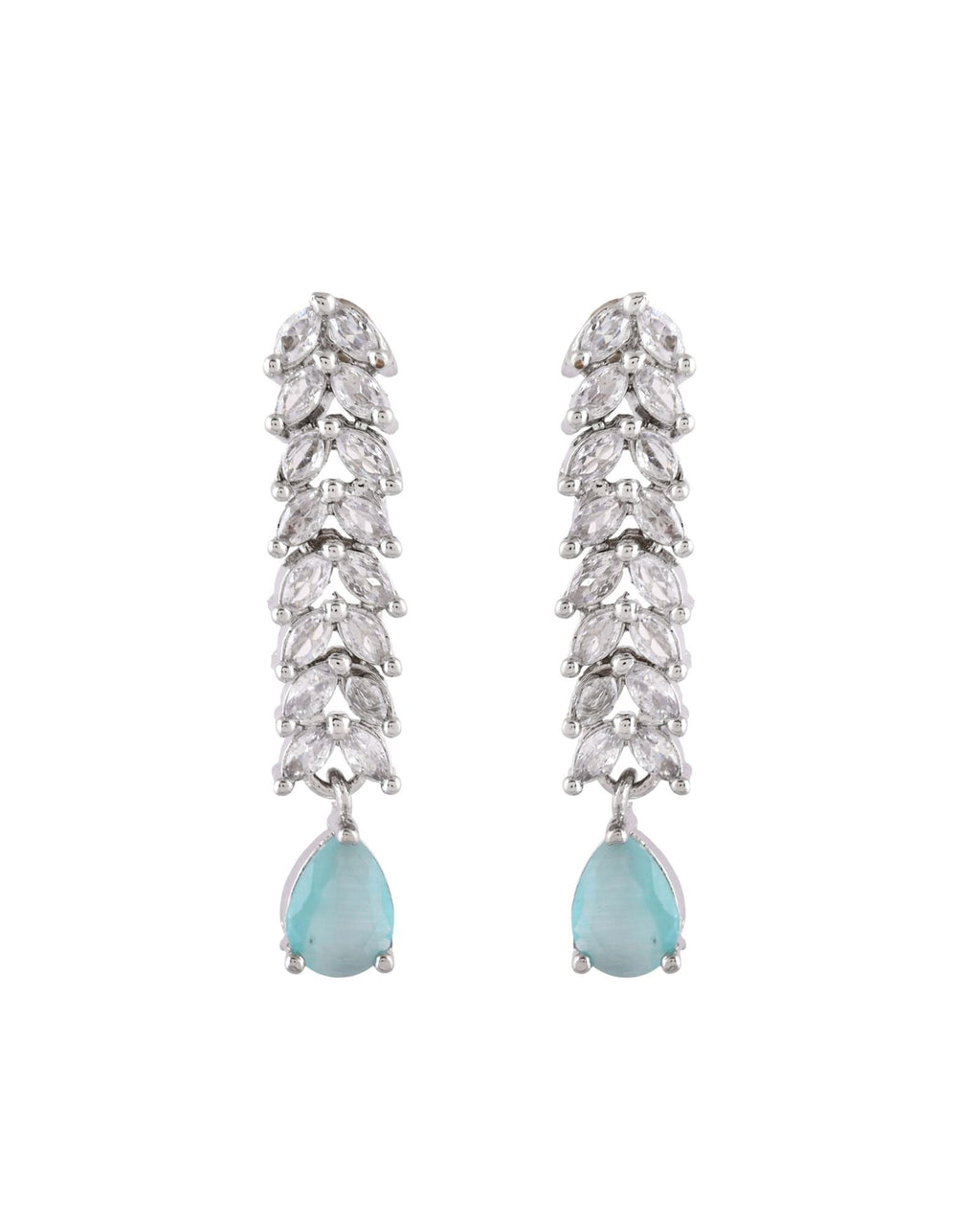 Jewels Nest Mint Green Diamond-Style Necklace Set With Drop Earrings | Grocsy