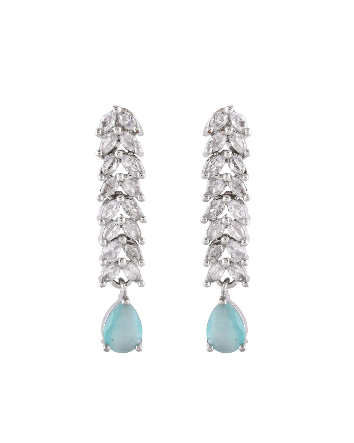 Jewels Nest Mint Green Diamond-Style Necklace Set With Drop Earrings | Grocsy
