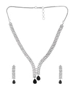 Jewels Nest Black Stone Diamond-Style Necklace Set With Drop Earrings | Grocsy