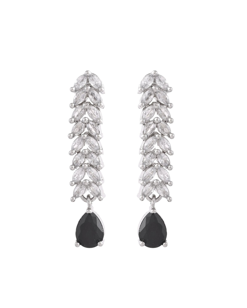 Jewels Nest Black Stone Diamond-Style Necklace Set With Drop Earrings | Grocsy