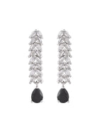 Jewels Nest Black Stone Diamond-Style Necklace Set With Drop Earrings | Grocsy