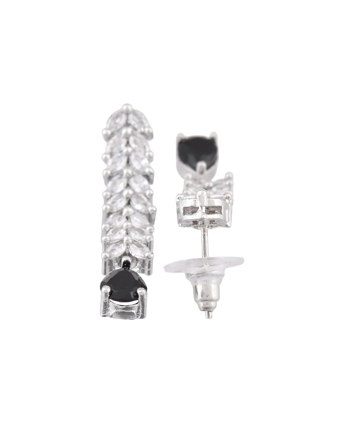 Jewels Nest Black Stone Diamond-Style Necklace Set With Drop Earrings | Grocsy