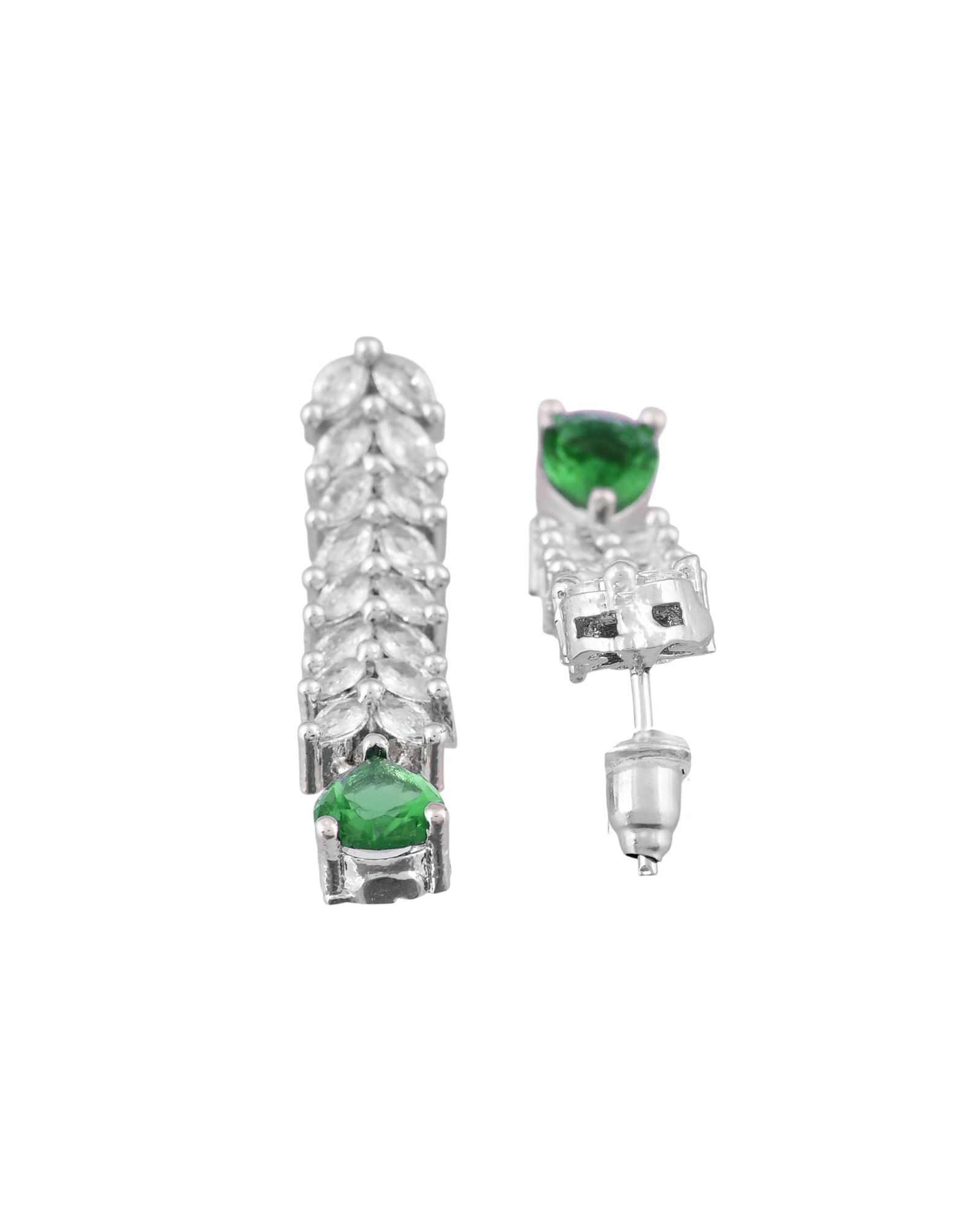 Jewels Nest Emerald Green Diamond-Style Necklace Set With Drop Earrings | Grocsy