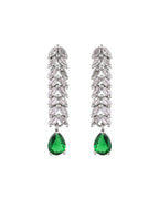 Jewels Nest Emerald Green Diamond-Style Necklace Set With Drop Earrings | Grocsy
