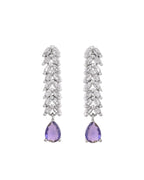 Jewels Nest Purple Stone Diamond-Style Necklace Set With Drop Earrings | Grocsy
