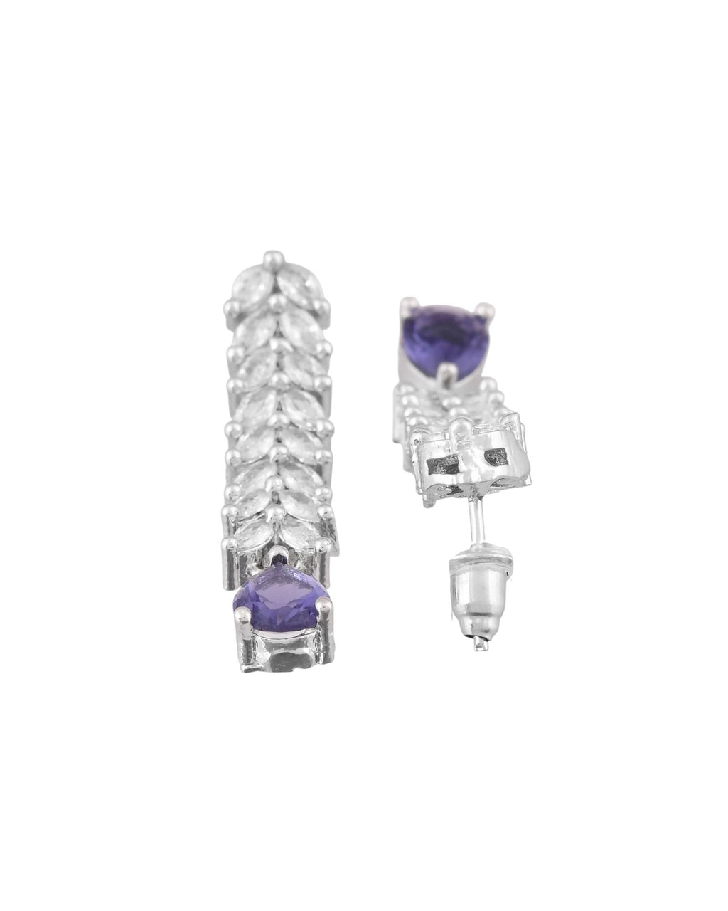 Jewels Nest Purple Stone Diamond-Style Necklace Set With Drop Earrings | Grocsy