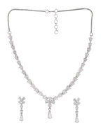 Jewels Nest Classic Diamond-Style Floral Necklace Set With Drop Earrings | Grocsy