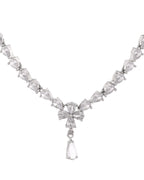 Jewels Nest Classic Diamond-Style Floral Necklace Set With Drop Earrings | Grocsy