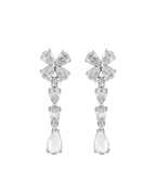 Jewels Nest Classic Diamond-Style Floral Necklace Set With Drop Earrings | Grocsy