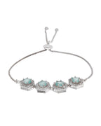 Jewels Nest Mint Green Stone Diamond-Style Adjustable Bracelet For Women | Grocsy