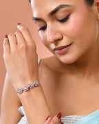 Jewels Nest Pink Stone Diamond-Style Adjustable Bracelet For Women | Grocsy