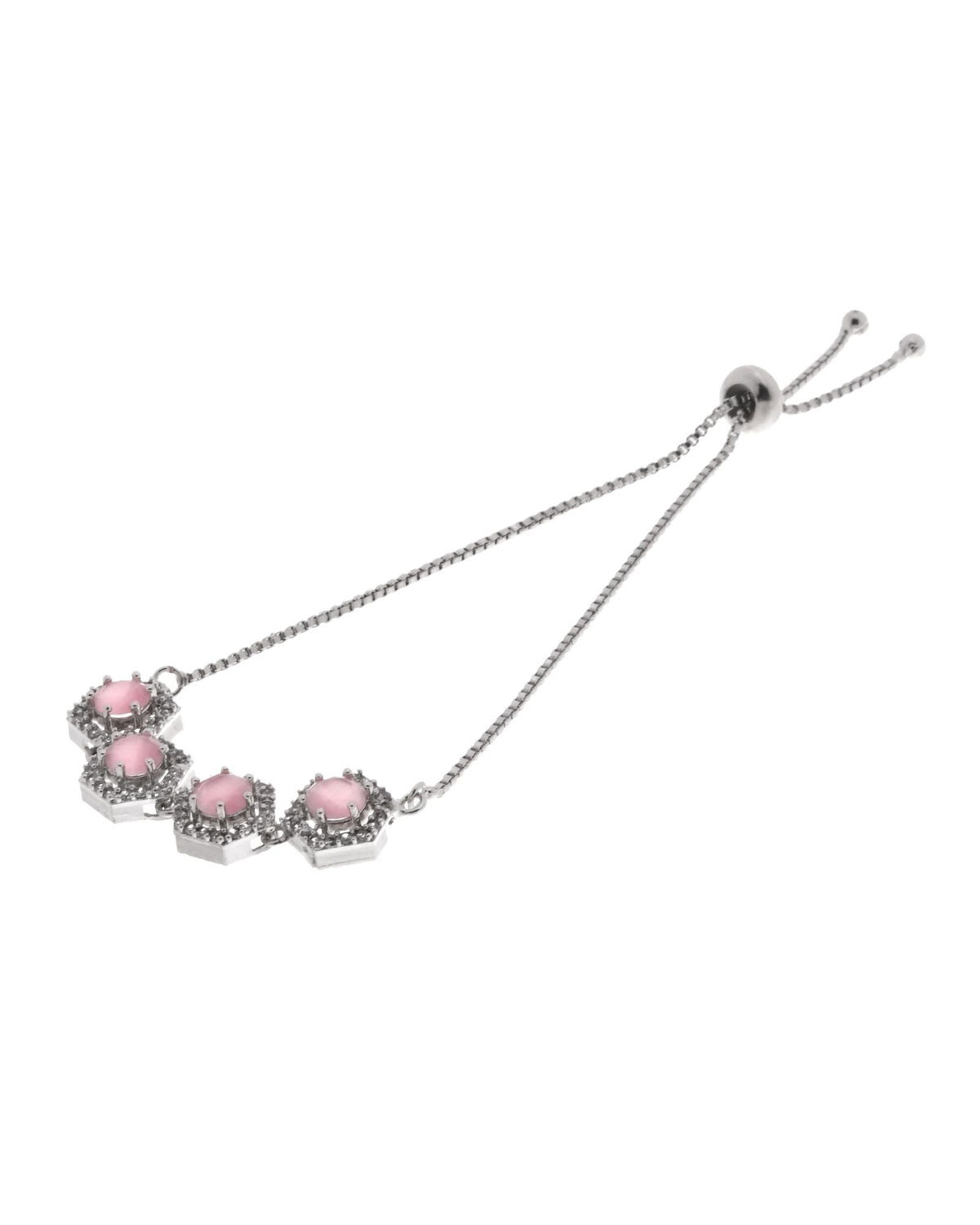 Jewels Nest Pink Stone Diamond-Style Adjustable Bracelet For Women | Grocsy