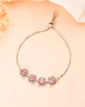 Jewels Nest Pink Stone Diamond-Style Adjustable Bracelet For Women | Grocsy