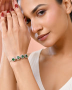 Jewels Nest Emerald Green Stone Diamond-Style Adjustable Bracelet | Grocsy