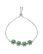 Jewels Nest Emerald Green Stone Diamond-Style Adjustable Bracelet | Grocsy