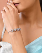 Jewels Nest Classic White Diamond-Style Adjustable Bracelet For Women | Grocsy