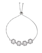 Jewels Nest Classic White Diamond-Style Adjustable Bracelet For Women | Grocsy