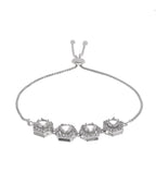 Jewels Nest Classic White Diamond-Style Adjustable Bracelet For Women | Grocsy