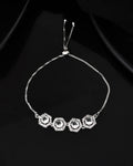 Jewels Nest Classic White Diamond-Style Adjustable Bracelet For Women | Grocsy
