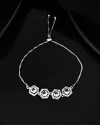 Jewels Nest Classic White Diamond-Style Adjustable Bracelet For Women | Grocsy